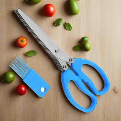 Ciseaux de cuisine MultiLayersScissor™ Bleu - 5 lames inox
