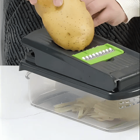 Démonstration animation coupe-légumes multifonction tranchant pomme de terre