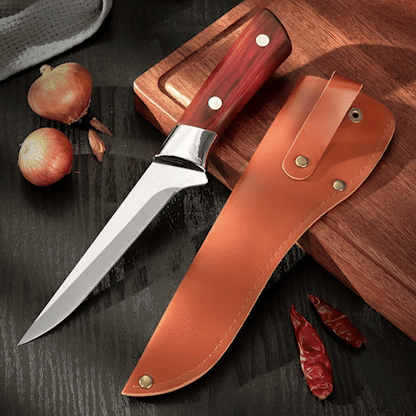 Couteau de cuisine à désosser professionnel chef désossant viande rouge brun