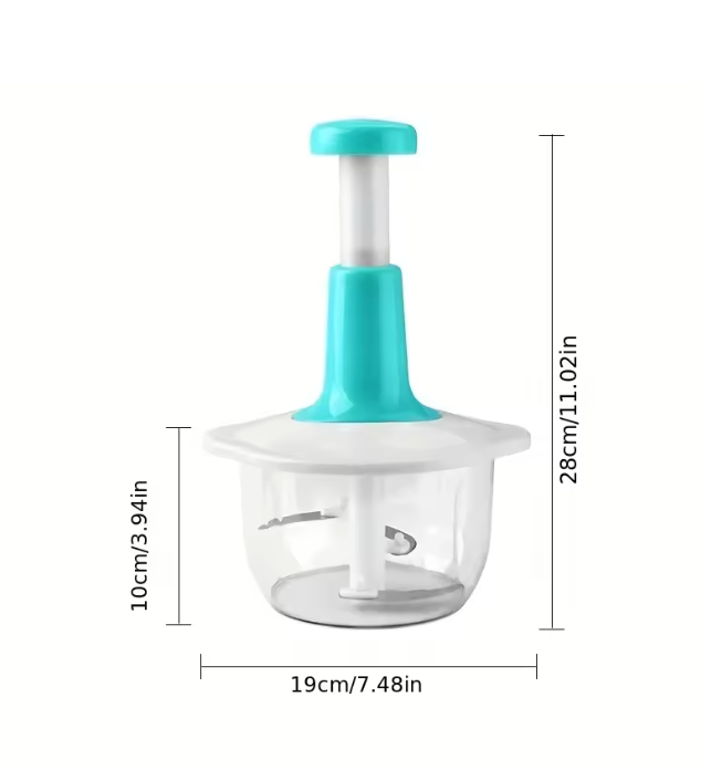 Hachoir manuel triple lames avec dimensions : hauteur 28cm, diamètre cuve 19cm