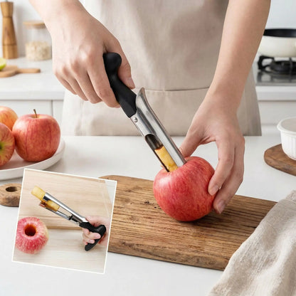 Utilisation du vide pomme à la main pour évider une pomme rapidement